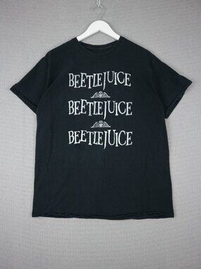 Beetlejuice Movie Logo Quote Tee Mens Black Cotton Shirt Large